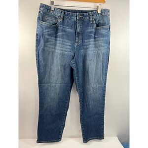 Talbots Jeans Women's Sz 16 Blue Stretch Straight‎ Leg Cropped Denim